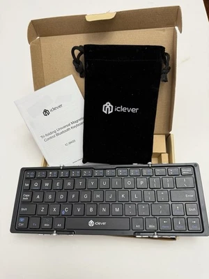 iClever IC-BK03 Foldable Wireless Bluetooth Keyboard Black w/Sleeve & Manual ⭐️ - Image 1 of 4