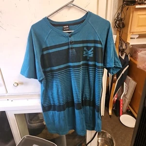 Zoo York camicia uomo grande grigio nero Henley manica corta maglietta infrangibile XL - Foto 1 di 3
