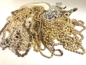 1.8 Pound Lot of Faux Pearl Necklaces Wear or Craft- Different Colors and Styles - Picture 1 of 6