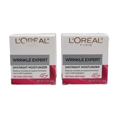 PACK DE 2 hidratantes faciales antienvejecimiento L'Oreal Paris Wrinkle Expert 45+ 1,7 oz cada uno Foto 1 de 4