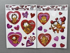 Rare Vintage Garfield Valentines Day Reusable Window Clings Set Of Two Sheets - Picture 1 of 4