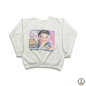 Vintage Elvis Presley Return To Sender Sweatshirt Herren Medium weiß USA 90s Crew - Bild 1 von 7