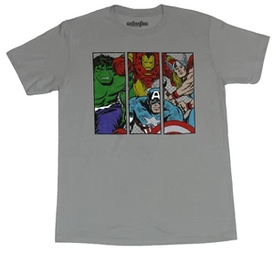 The Avengers Marvel Adult New T-Shirt - 3 Bar Comic Thor Hulk Iron Man Cap - Picture 1 of 1