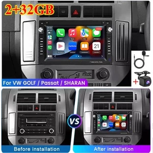 32G For VW Passat B5 Golf 4 Polo Carplay Android Car Radio Stereo GPS SAT NAV BT - Picture 1 of 18