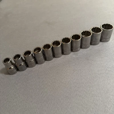 Snap-on Tools 11 Pc 1/2" Drive METRIC 12 Point Shallow Socket Set 12-24mm - Nice - Image 1 of 4