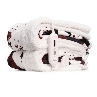 Cow Print Electric Blanket Heated Throw Blanket with 3 Heat Settings & 4-Hour... - Image 1 of 4