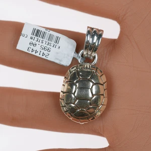 Retro Barry Kieselstein Cord 14k/Sterling turtle pendant - Picture 1 of 9