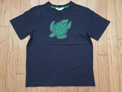 Janie and Jack Boy's Navy Blue Short Sleeve Shirt Green Sea Turtle 100% Cotton - Image 1 of 4