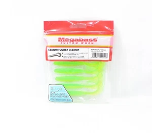 Megabass Soft Lure Kemuri Curly 3.5 Inches Lime Chart Gold F (0408) - Picture 1 of 6