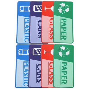  8 hojas de pegatinas recordatorias de recolección de basura lata de reciclaje mixta - Imagen 1 de 12