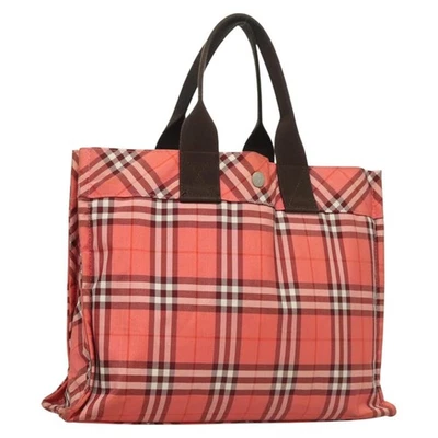 Auténtico bolso de mano Burberry Nova Check etiqueta azul nailon rosa plata hs1706 Foto 1 de 4