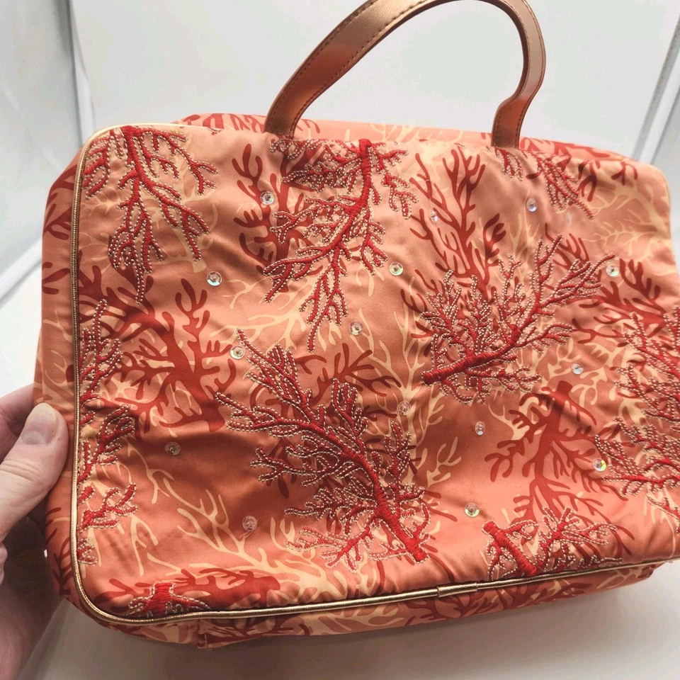 Bath and Body Works Vintage Travel Toiletry Cosmetic Bag Embroidered Sequined  - Image 1 of 4