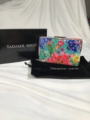 NUEVO $188 Bolso de Mano Tadashi Shoji Floral Adornado Abril con Cadena Plateada en Verde Foto 1 de 4