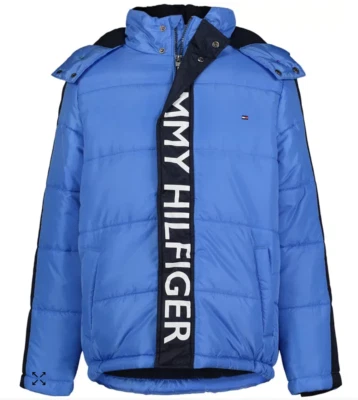 NWT TOMMY HILFIGER BOYS MESMERIZING BLUE PUFFER JACKET HOODED COAT 2T - Image 1 of 4