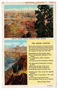 Vintage Postcard Arizona The Grand Canyon Poem Henry Felton Huse - Imagen 1 de 2