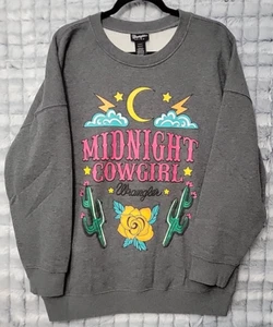 Wrangler Retro Midnight Cowgirl Gray Fleece Sweatshirt Women's Small Oversized - Picture 1 of 3