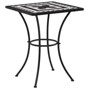 Mosaic Bistro Table Black White 60cm Ceramic - Picture 1 of 8