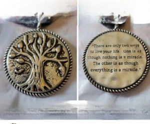 Tree Of Life Silver Tone 2" Round Pendant Reverse Engraved "2 Ways To Live" - Picture 1 of 5