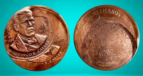 1990 MEXICO 100,000PESOS PATTERN   COPPER   Double Struck Cover