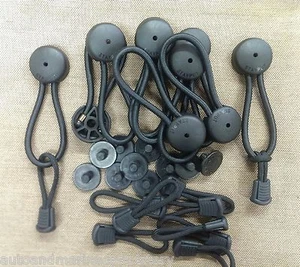 6  BLACK Bungee Shock Cord Clip & Pull Cords & Knobs STAYPUT Tie Down Boat Cover - Picture 1 of 1