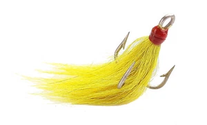 6 Bucktail Dressed Treble Teaser Hooks YELLOW, 1, 1/0, 2/0, 3/0 3561E CLOSED EYE - Picture 1 of 3