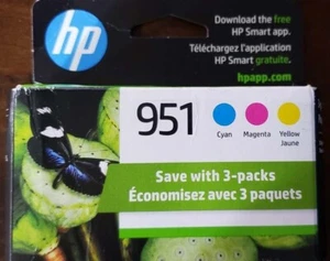 HP 951 3-pack TRI COLOR CYAN, MAGENTA & YELLOW OEM Not Expired - Picture 1 of 1