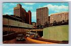 Detroit MI-Michigan, Windsor Tunnel to Canada 1960's Cars & Bus Vintage Postcard