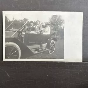 AZO RPPC Antique car Postcard Top down convertible large running board w case - Picture 1 of 4