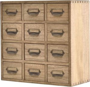 Wooden Desk Storage Cabinet 12 Drawers Mini Chest with Metal Handles Desktop Org - Picture 1 of 12