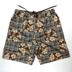Sonoma Life Style Badehose Gr. XL 10" Schrittlänge - braun Blumen- & Karomuster - Bild 1 von 12