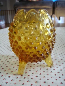 Fenton Colonial Amber Hobnail 3 Toed Vase - Picture 1 of 11