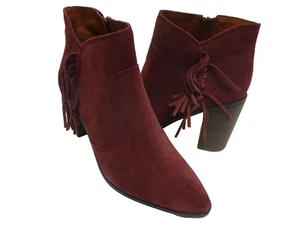 Lucky Brand Bootie Beet Ankle Boots Oiled Suede Boots Heel 7.5 - Picture 1 of 8