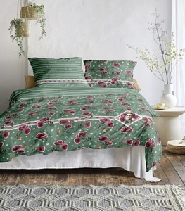 Irisette Playa Satin Bettwäsche 135x200 Frida Kahlo Mohnblumen Wende grün 8580-3 - Bild 1 von 5