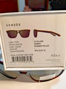 ROKA Vendee Ember Handcrafted Italy Polarized Lenses Sunglasses - Picture 1 of 7