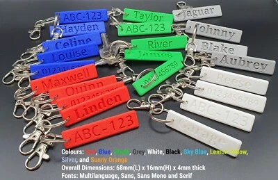 Personalised 3D Printed Keyring Various colours Bag Tag Keychain - image 1 of 4