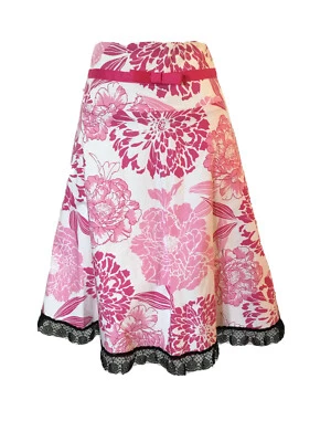 MATTY M~FALDA FLORAL ROSA BONITA CON DOBLADILLO DE ENCAJE~DAMAS TALLA:6 Foto 1 de 3