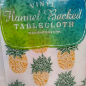 BOHO Pineapple Vinyl Flannel Back Tablecloth 52 x 70 Oblong Tropical Island New - Picture 1 of 3