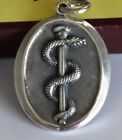 Rod of Asclepius Silver Pendant - Symbol of Medicine - Healing Snake - Seprent