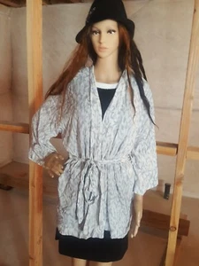 Cloth & Stone  Gray Lavender Leopard Kimono Robe Size M - Picture 1 of 1