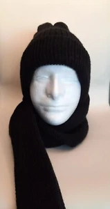 Warm Crochet Black Beanie Circle Loop Scarf Adult Size Handmade Set - Picture 1 of 2