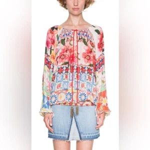 Desigual Women's Floral Carola Overprinted Long Sleeve Blouse Multicolour Size L - Picture 1 of 13