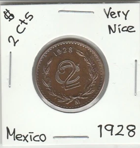 Mexico: $ 2 Cts Super Coin 1928 Banco de Mexico. - Picture 1 of 2