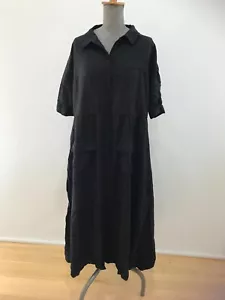 ELK Aissa shirt dress Tiered black long short sleeve size 14 L Modest - Picture 1 of 9