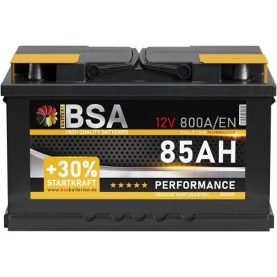 Autobatterie 85Ah 12V 800A/EN BSA Starterbatterie ersetzt 75Ah 77Ah 80Ah 90Ah - Bild 1 von 4
