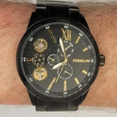 FOSSIL TWIST 多功能黑色表盘黑色 ST. 钢男式手表 BQ2220 全新 — 第 1/3 张图片