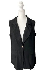 Damen HYFVE Blazer Weste schwarz Größe M Leinenmischung ein Knopf - Bild 1 von 7