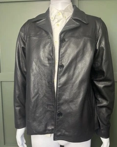 Chaqueta De Colección RARA Microsoft Negra 100% Cuero Estrella Bordada Logo Talla M - Imagen 1 de 23