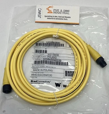 BRAD HARRISON Woodhead / Brad Connectivity 1200660690 M12, 4-Pole Straight M/F Cable 3M