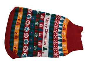 Unbranded Pet Dog Turtleneck Sweater Merry Christmas Large Multicolor Holiday - Picture 1 of 8