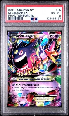 2014 POKEMON XY PHANTOM FORCES 35 MEGA GENGAR EX NM-MT PSA 8 - Image 1 of 2